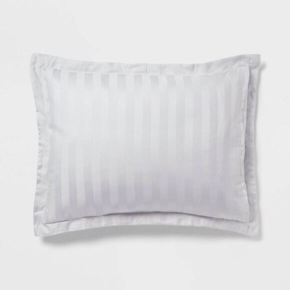 Threshold - 3pc Full/Queen Luxe Striped Damask Duvet Cover and Gray - Picture 4 of 4